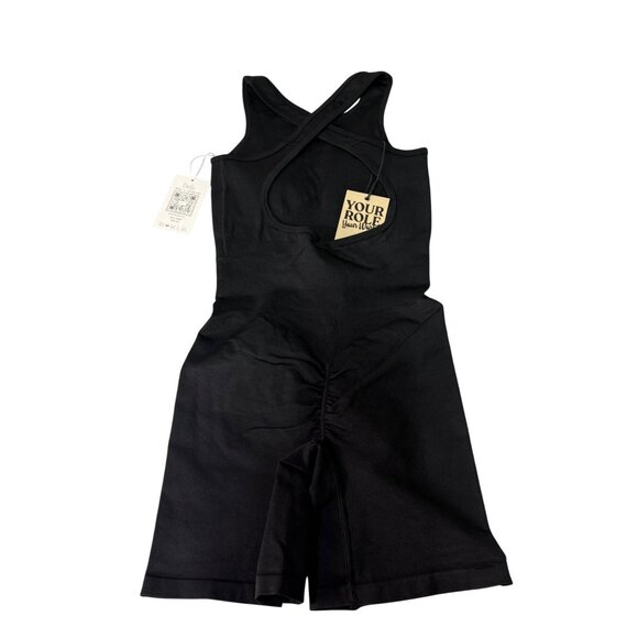 Role Womens Black Sleeveless‎ One-Piece Bodysuit Biker Romper S Nylon Blend - Picture 3 of 7